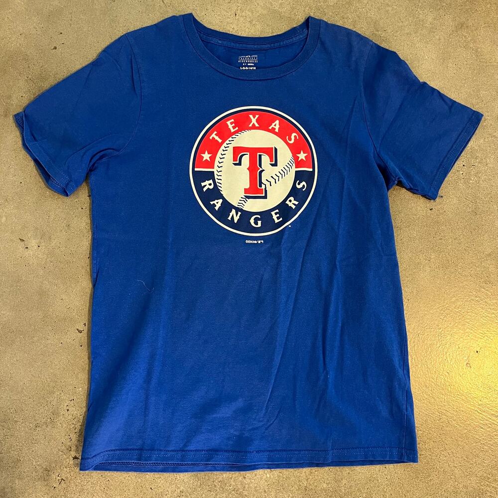 MLB baseball Texas Rangers Blue tshirt youth boys Large sports apparel athletic